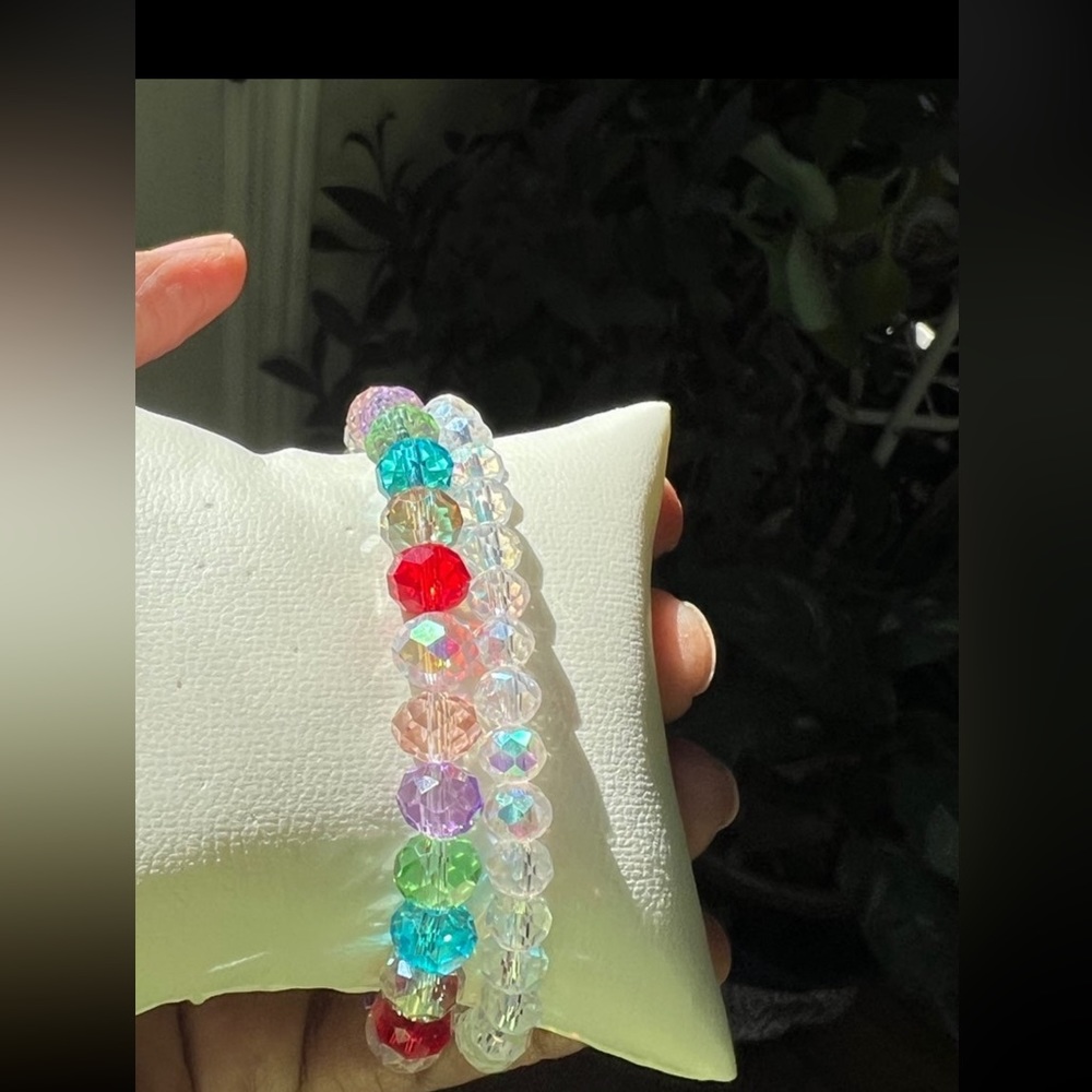 Gorgeous stretchable swarovski beads bracelet - lot of 2 - Picture 5 of 10
